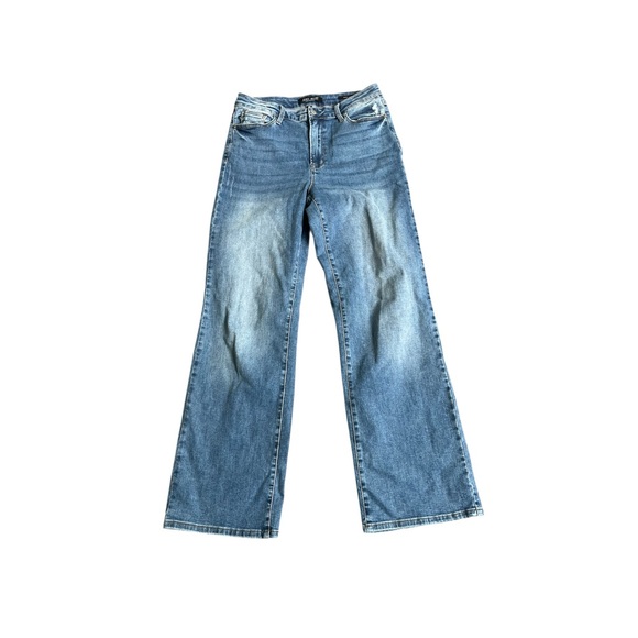 Judy Blue Full Size Distressed High Waist Wide Leg Jeans